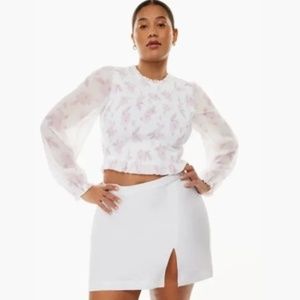 NWT Wilfred Women's Smocked Puff-Sleeve Tempest Blouse - S